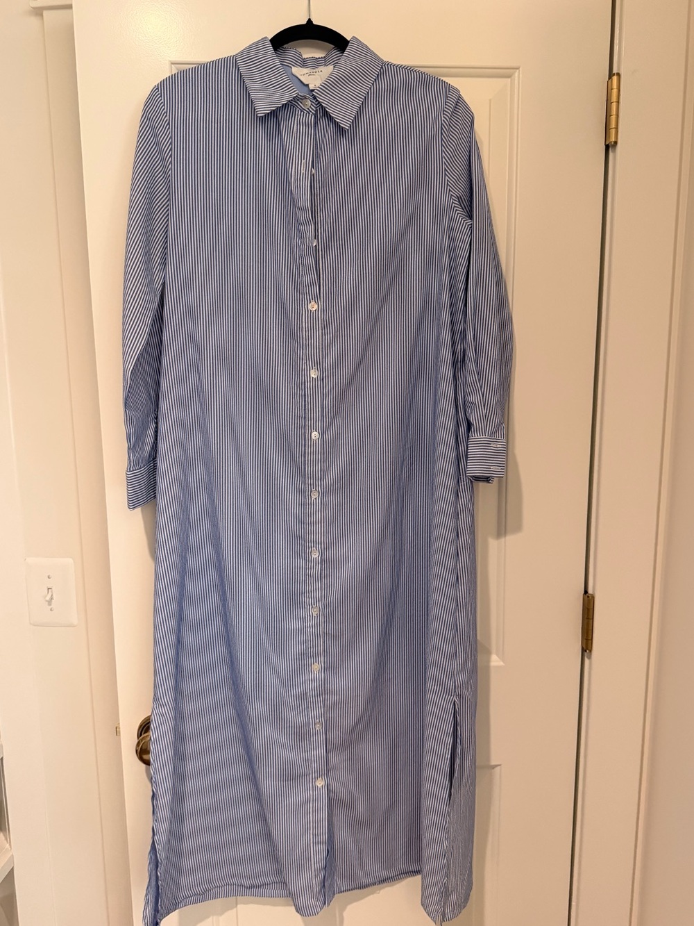 Tuckernuck Pomander Place Blue Stripe Button-Front Shirt Maxi Dress